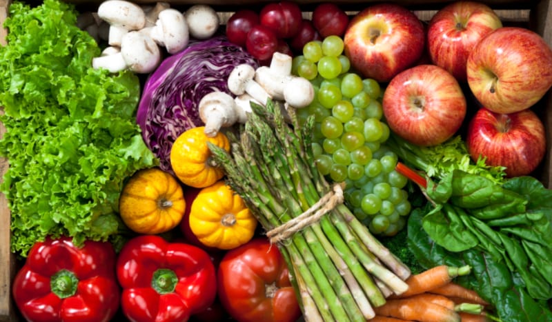 A selection of leafy greens, peppers and other vegetables