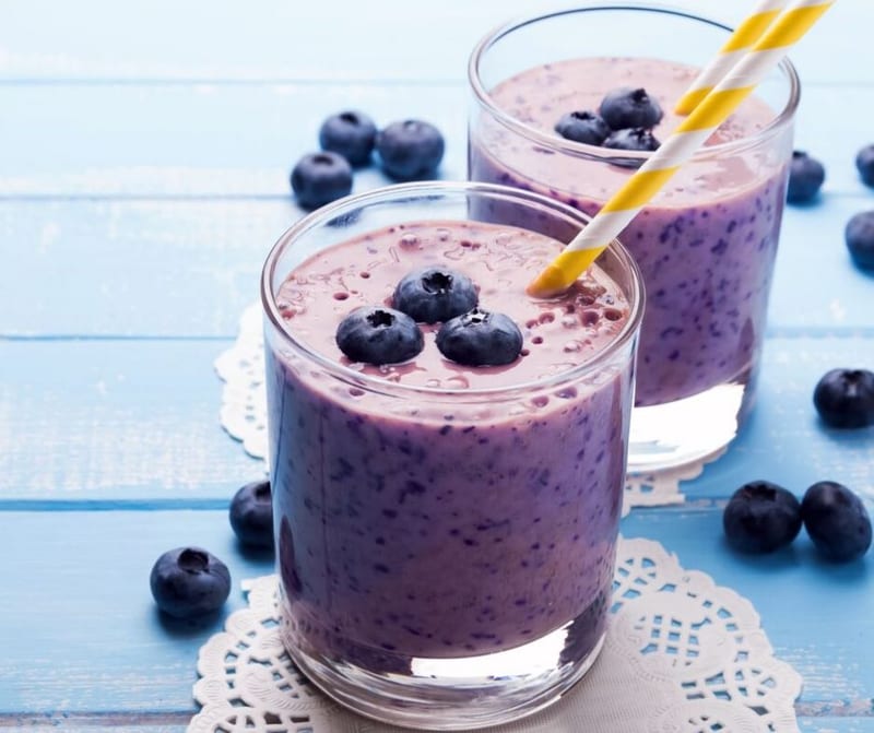 Two glasses of berry smoothie