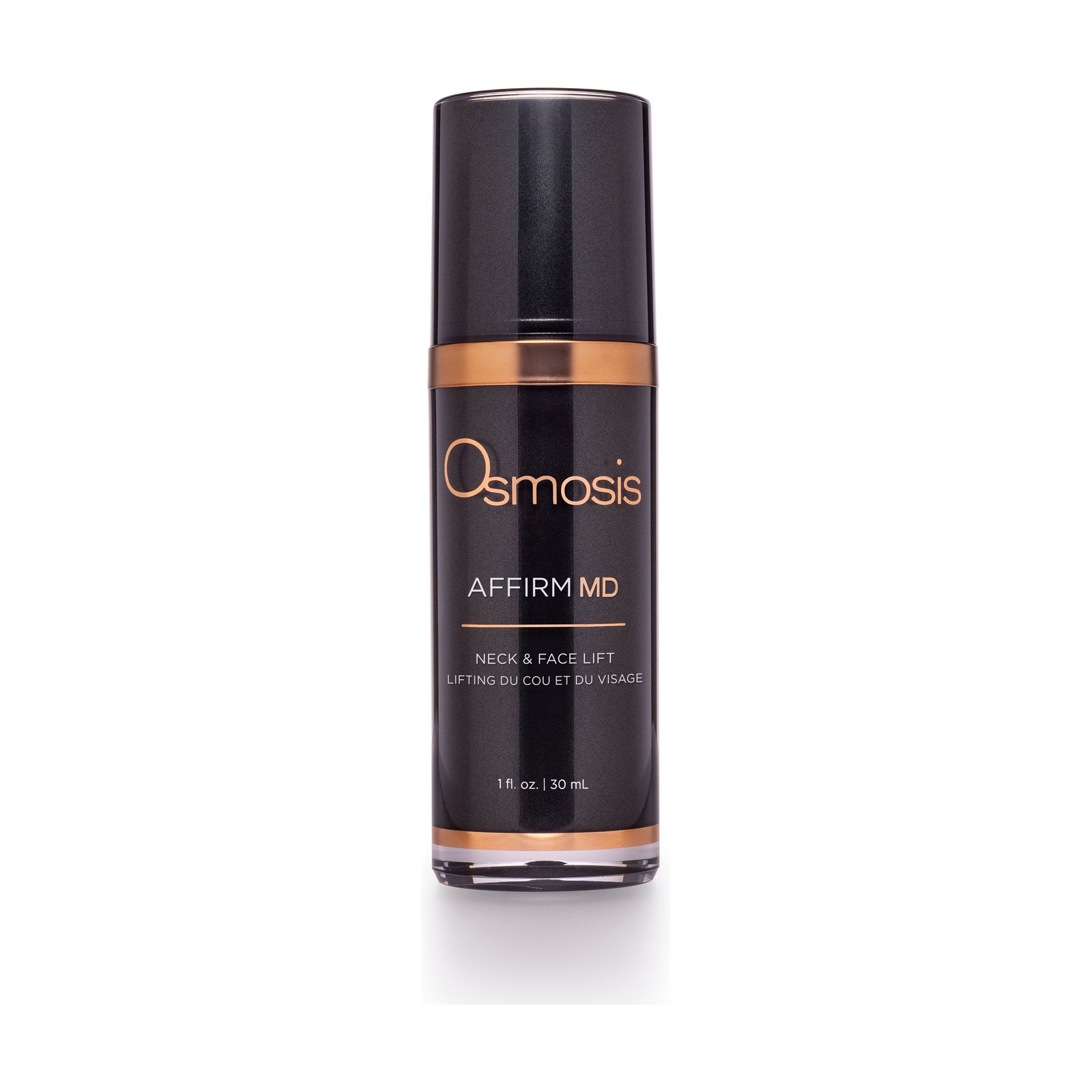 Osmosis Affirm MD Neck & Face Lift 30 mL, copper-brown box with white brushstroke ring, front