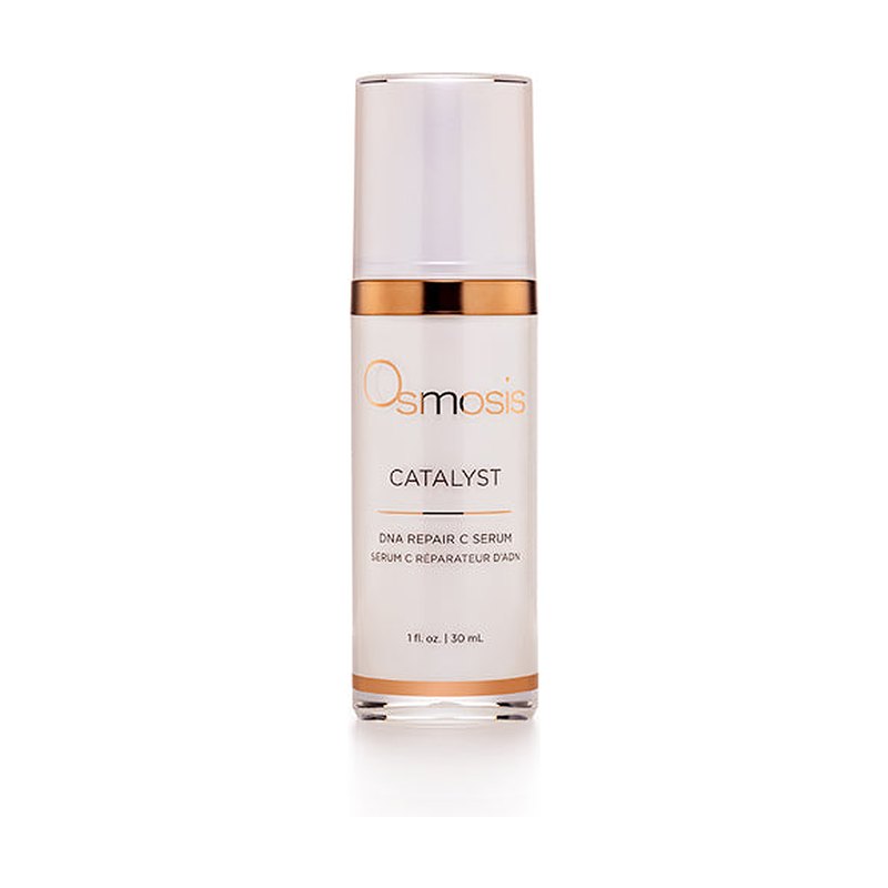 Osmosis Catalyst 30 mL vitamin C serum, white box with copper brushstroke ring, front