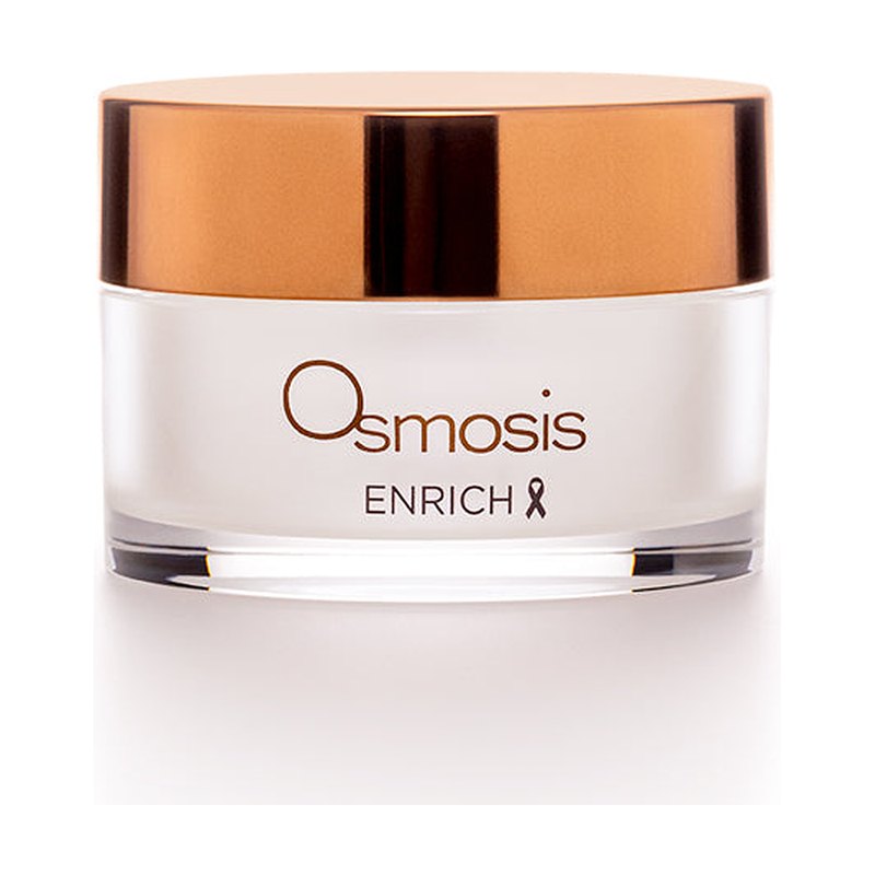 Osmosis Enrich Restorative Face & Neck Cream 30 mL, square white box with copper brushstroke ring, front